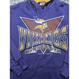Vintage Minnesota Vikings Hoodie Teamwork 1995 Purple Size Large NFL Sweatshirt